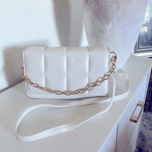 White Faux Leather Crossbody Bag